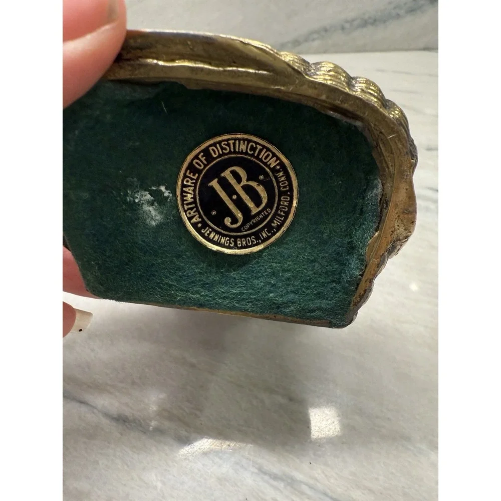 Antique‎ Vintage Jennings Brother Fish In A Basket Paperweight Brass Rare Htf